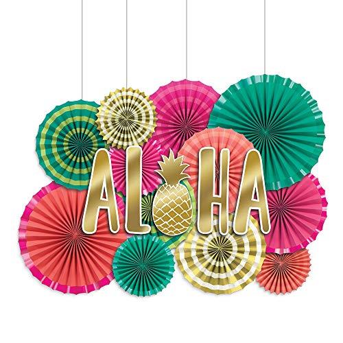 Amscan Aloha Deluxe Paper Fan Decorating Kit 22 Pieces