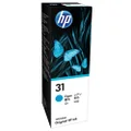 HP 31 Genuine Original Cyan Ink Bottle works with HP Smart Tank 450, 455, 551, 555, 559, 570, 571, 651, 655, 7005, 7305, 7605 Printer Ink Series - (1VU26AA)