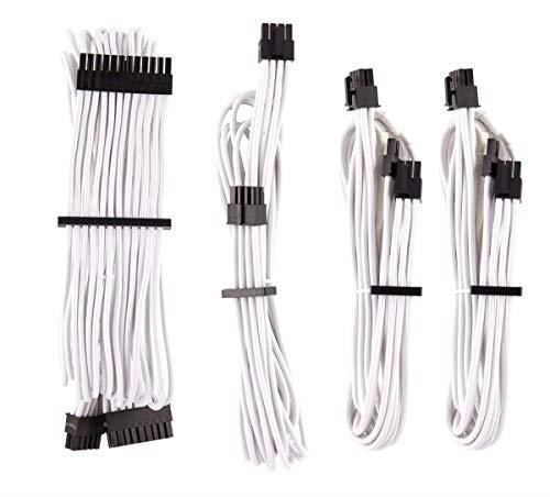 CORSAIR Premium Individually Sleeved PSU Cables Starter Kit â€“ Black, White