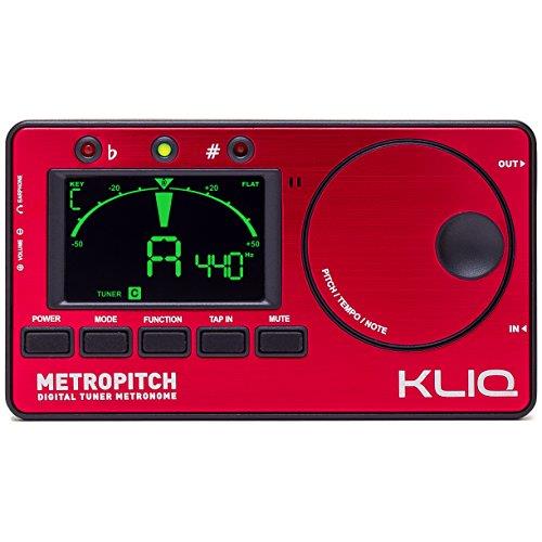 KLIQ MetroPitch - Metronome Tuner for All Instruments - with Guitar, Bass, Violin, Ukulele, and Chromatic Tuning Modes - Tone Generator - Carrying Pouch Included, Red