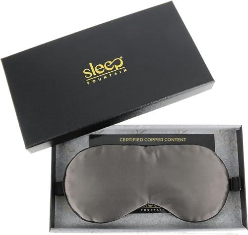 SLEEP FOUNTAIN Anti Aging Sleep Mask with Copper Ion Technology, Rejuvenates Skin, Reduces Eye Puffiness, Super Soft Copper Eye Mask with Unique Blindfold Design in Mulberry Silk
