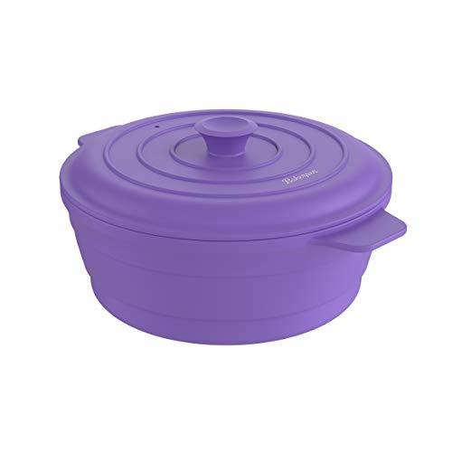 Bakerpan Silicone Round Collapsible Space Saving Pot, Steamer Cooker with Lid, 64 Fl oz Capacity