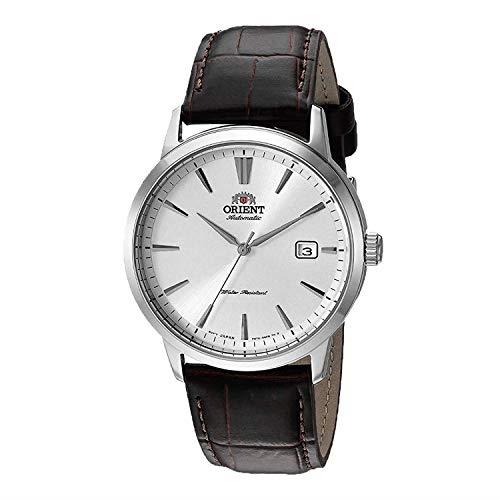 Orient "Symphony 3" Stainless Steel Japanese Automatic/Hand-Winding Dress Watch, White - Silver (Leather Strap), Leather Strap