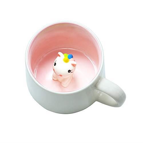 Coffee Milk Tea Ceramic Mugs - 3D Animal Morning Cup with Panda Inside for Morning Drink,and Weddings, Birthdays,Father's Day (Unicorn)