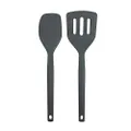 Tovolo Elements All Silicone Spatula/Slotted Turner, Charcoal (Set of 2)