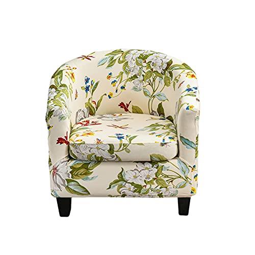 CRFATOP 2 Piece Tub Chair Slipcover Printed Club Chair Slipcover Armchair Covers Soft Printed Round Barrel Chair Covers Furniture Protector with Elastic Bottom for Bar Counter Living Room,03