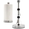 Stainless Steel Paper Towel Holder Stand Designed for Easy One- Handed Operation - This Sturdy Weighted Paper Towel Holder Countertop Model Has Suction Cups and Holds All Paper Towel Rolls