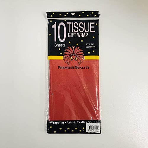 Lylac Gift Wrap Tissue Paper 10 Piece Set, 50 cm x 66 cm Size, Red