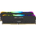 Crucial Ballistix Gaming Memory, 2x32GB (64GB Kit) DDR4 3200MT/s CL16 Unbuffered DIMM 288pin Black RGB, (PC4-19200), BL2K32G32C16U4BL