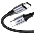 UGREEN Ugreen 60W USB-C to USB-C 4A Aluminum Nylon Braid Data Cable, Grey and Black, 2 Meter Length, Multicolor