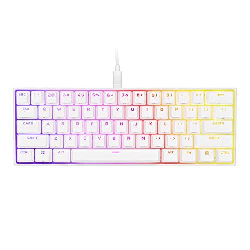 CORSAIR K65 RGB Mini 60% Mechanical Gaming Keyboard -Customizable Per-Key RGB Backlighting -Cherry MX SPEEDMechanical Keyswitches -Detachable USB Type-C Cable -AXON Hyper-Processing Technology-White
