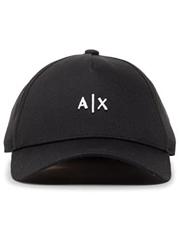 A|X ARMANI EXCHANGE Men's Small Contrast Logo Baseball Hat, Black/White, One Size