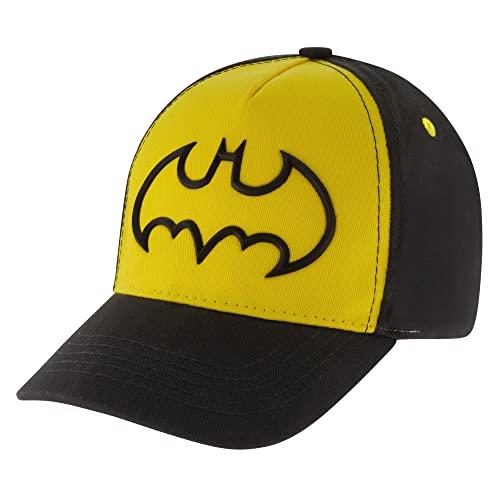DC Comics Boys Baseball Cap, Batman Adjustable Toddler Hat, Ages 2-4 Or Boy Hats for Kids Ages 4-7, Black/Yellow, 4-7 Years