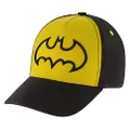 DC Comics Boys Baseball Cap, Batman Adjustable Toddler Hat, Ages 2-4 Or Boy Hats for Kids Ages 4-7, Black/Yellow, 4-7 Years