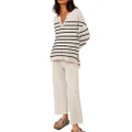 LILLUSORY Women's 2 Piece Trendy Outfits Oversized Slouchy Matching Lounge Sets Cozy Knit Loungewear Sweater Sets, Stripes Apricot, Small