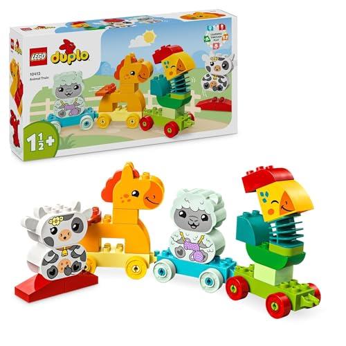 LEGO® DUPLO My First Animal Train 10412 Toy with Wheels for Toddlers, Creative Build-and-Rebuild Animals, Kids’ Learning Set