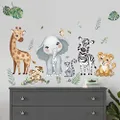 decalmile Jungle Animals Wall Decals Elephant Giraffe Safari Wall Stickers Baby Nursery Kids Room Living Room Wall Decor