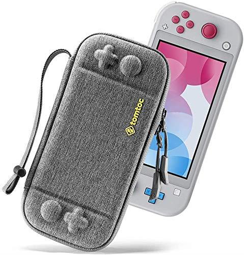 tomtoc Slim Case for Nintendo Switch Lite, Original Patent Protective Portable Carrying Case Travel Storage Hard Shell with 8 Game Cartridges and Military Level Protection, Gray