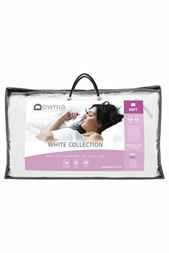 Downia White Collection White Duck Down & Feather Pillow, White, Soft