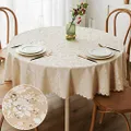 smiry Waterproof Vinyl Tablecloth, Round Heavy Duty Table Cloth, Wipeable Table Cover for Kitchen and Dining Room (Beige, 60" Round)