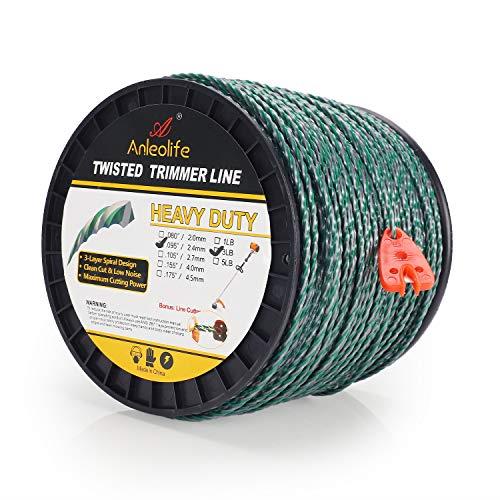 A ANLEOLIFE 3-Pound Heavy Duty Twisted .095-inch-by-1181-ft Dual Core String Spiral Trimmer Line Spool,with Bonus Line Cutter