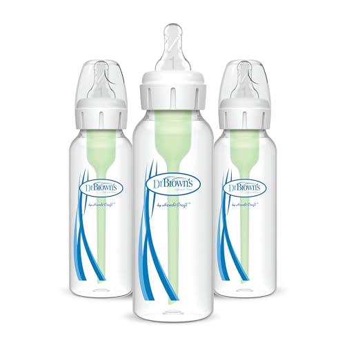 Dr. Brown's Standard Neck Feeding Bottle Options with Level 1 Teat, White, 250 ml, 3 Pack
