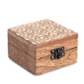Jewellery Storage Gift Console Decor Ornament Square Wooden Carved Trinket Box