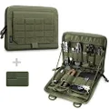WYNEX Tactical Folding Admin Pouch, Molle Tool Bag of Laser-Cut Design, Utility Organizer EDC Medical Bag Modular Pouches Tactical Attachment Waist Pouch Include U.S Patch Army Green