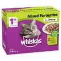 WHISKAS 1+ Years Wet Cat Food with Mixed Favourites in Gravy 12 x 85g, 5 Pack (60 Pouches)