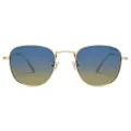 SOJOS Small Square Polarized Sunglasses for Women Men Classic Vintage Retro Style SJ1143 with Gold Frame/Blue&Brown Lens