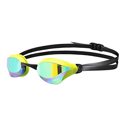 Arena Unisex Cobra Core Swipe Anti-Fog Racing Swim Goggles for Men and Women Polycarbonate Mirror Lens, Emerald/Cyber Lime