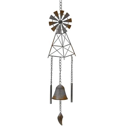 Witch Bells Garden Decor Home Deco Windmill w/Cast Iron Bell Chime Hanging Decor