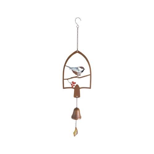 Wind Chime Outdoor Decor Home Decor Art Coloured Bird Leaves Metal Hanging Bell