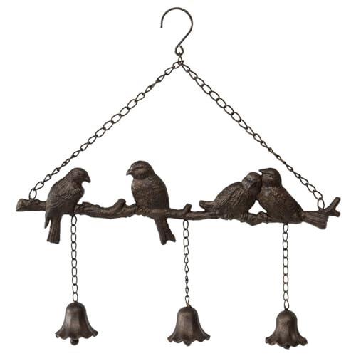 Witch Bells Metal Garden Decor Home Yard Lovebirds on Branch Hanging Bell Chime