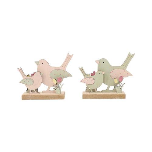 Willow & SilkColoured Birds Table Decor Shelf Glam Bird Family in Garden Ornament Set of 2
