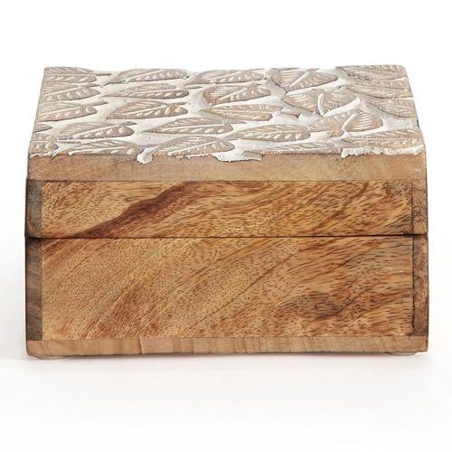 Willow & SilkConsole Decor Handmade Gift Ornament Keys Art Wooden Carved Leaves Trinket Box