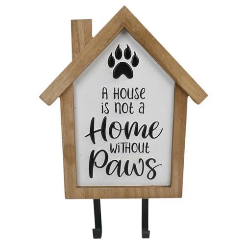 Wall Hooks Coat Scarf House is Not a Home Without Paws Sign Wall Art w/2 Hooks