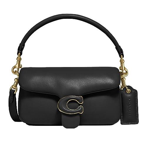 Leather Covered C Closure Pillow Tabby Shoulder Bag 18 - Black