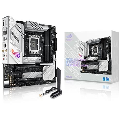 ASUS ROG Strix B760-G Gaming WiFi Intel B760 LGA 1700 White mATX Motherboard with 12 + 1 Power Stages, DDR5, PCIe 5.0 x16 SafeSlot, Two PCIe 4.0 M.2 Slots, WiFi 6E, 2.5G Ethernet, and Aura Sync