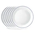 Corelle 6-Piece 8.5" Lunch Round Plates, Vitrelle Triple Layer Glass, Lightweight Round Plates, Salad Plates, Chip and Scratch Resistant, Microwave and Dishwasher Safe, Caspian, Medium, Portofino