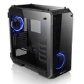 Thermaltake View 71 4-Sided Tempered Glass Vertical GPU Modular SPCC E-ATX Gaming Full Tower Computer Case with 2 Blue LED Riing Fan Pre-Installed CA-1I7-00F1WN-00