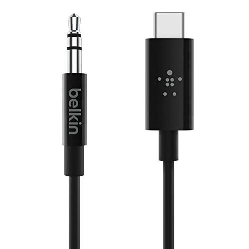 Belkin F7U079bt03-BLK Belkin Rockstar 3.5mm Audio Cable with USB-C Connector (USB-C to 3.5mm Audio Cable, USB-C to Aux Cable), 3ft/0.9m, Black