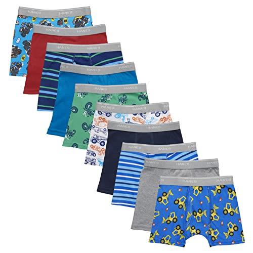 Hanes Boys' and Toddler Underwear, Comfort Flex Waistband Boxer Briefs, Multiple Packs Available, Solids/Stripes/Prints - 10 Pack, 2-3 Years