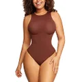 Bodysuit for Women Tummy Control - Shapewear Racerback Top Clothing Seamless Body Sculpting Shaper High Neck, Brown, XS/S