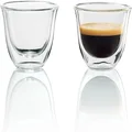 De'Longhi DBWALLESP Sets of 2 Espresso Glasses Pack, Coffee Machine Accessories, 60 ml, Borosilicate Glass, Dishwasher Safe