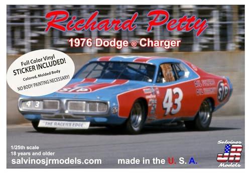 Salvinos J R Models 1/24 Richard Petty 1976 Dodge Charger with Vinyl Wrap Decals Plastic Model Kit