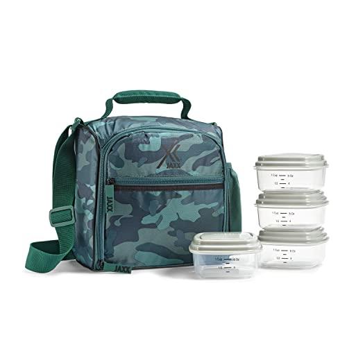 Fit & Fresh Jaxx Meal Prep Lunch Box with Container for Men and Women, 5pc. Meal Prep Kit Lunch Bag with Containers Included