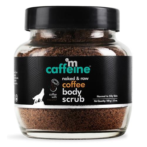 mCaffeine Naked and Raw Coffee Body Scrub - Body Wash Treats Ingrown Hair - Body Exfoliator Softens Skin - Coconut - Normal to Oily Skin - 3.5 oz