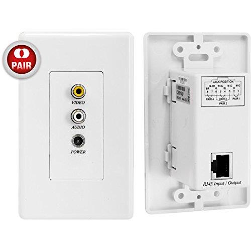 CW01AP Video Audio + Power Over Cat5 Extender Wall Plate 2Pcs/Set Wall Mountable Type for a Neat and Cleaner Installation, Wall Plate Outer Dimension: 115X71mm