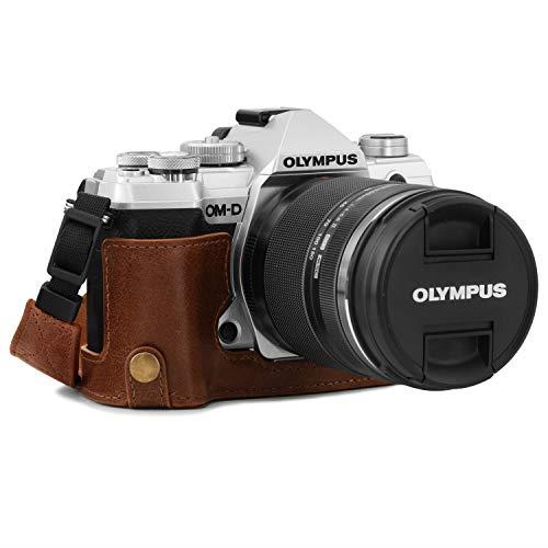 MegaGear MG1865 Ever Ready Genuine Leather Camera Half Case for Olympus OM-D E-M5 Mark III, Brown